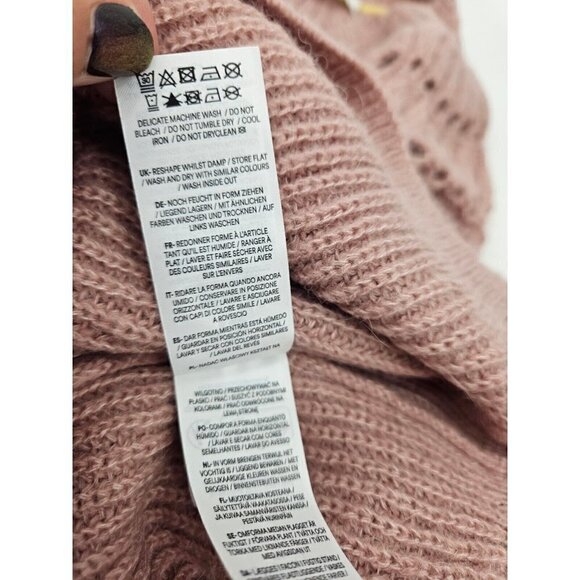 New Boden Fluffy Ruffle Cardigan Womens M Dahlia Pink Sweater Wool Blend - Picture 9 of 9